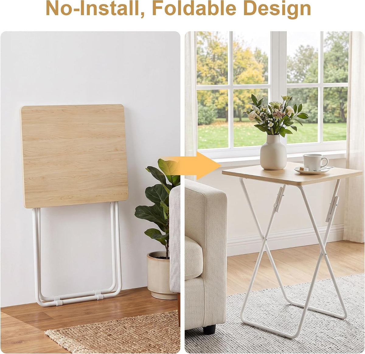 VECELO Folding Table Portable TV Snack Trays No Assembly Required