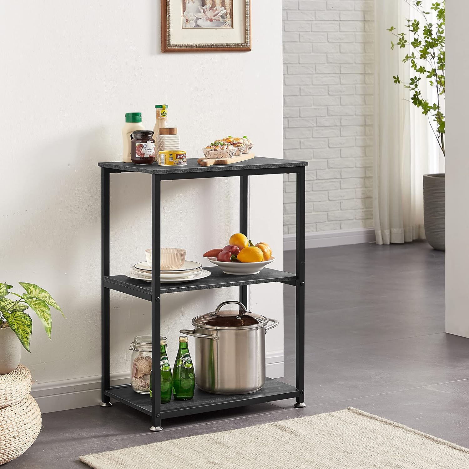 VECELO End Side Table 3-Layer Narrow Night Stand/Entryway/Hallway Console Table for Living Room/Bedroom