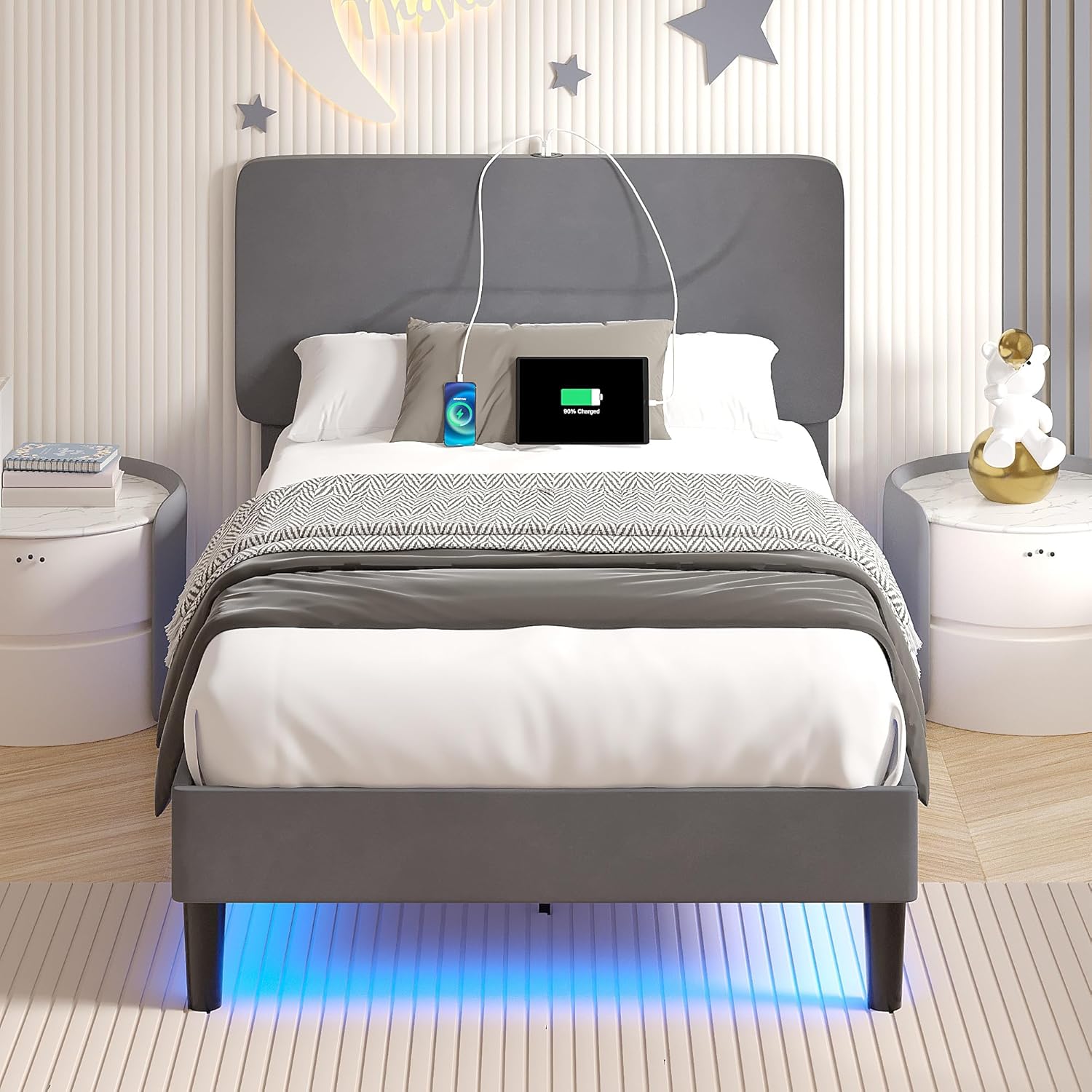 VECELO Bed Frame with LED Lights - VECELO