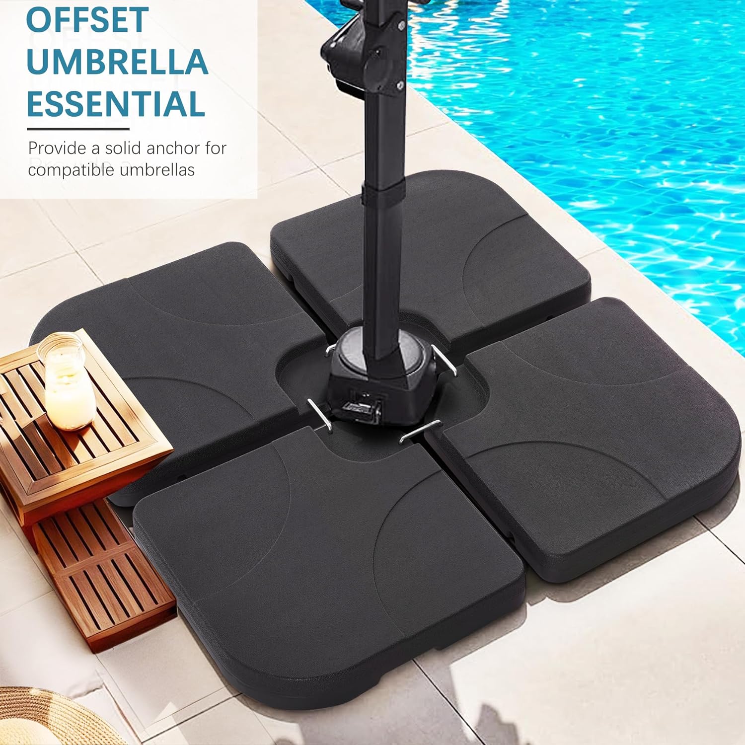 VECELO 4-Piece Heavy-Duty Cantilever Offset Patio Umbrella Base/Stand Outdoor - VECELO