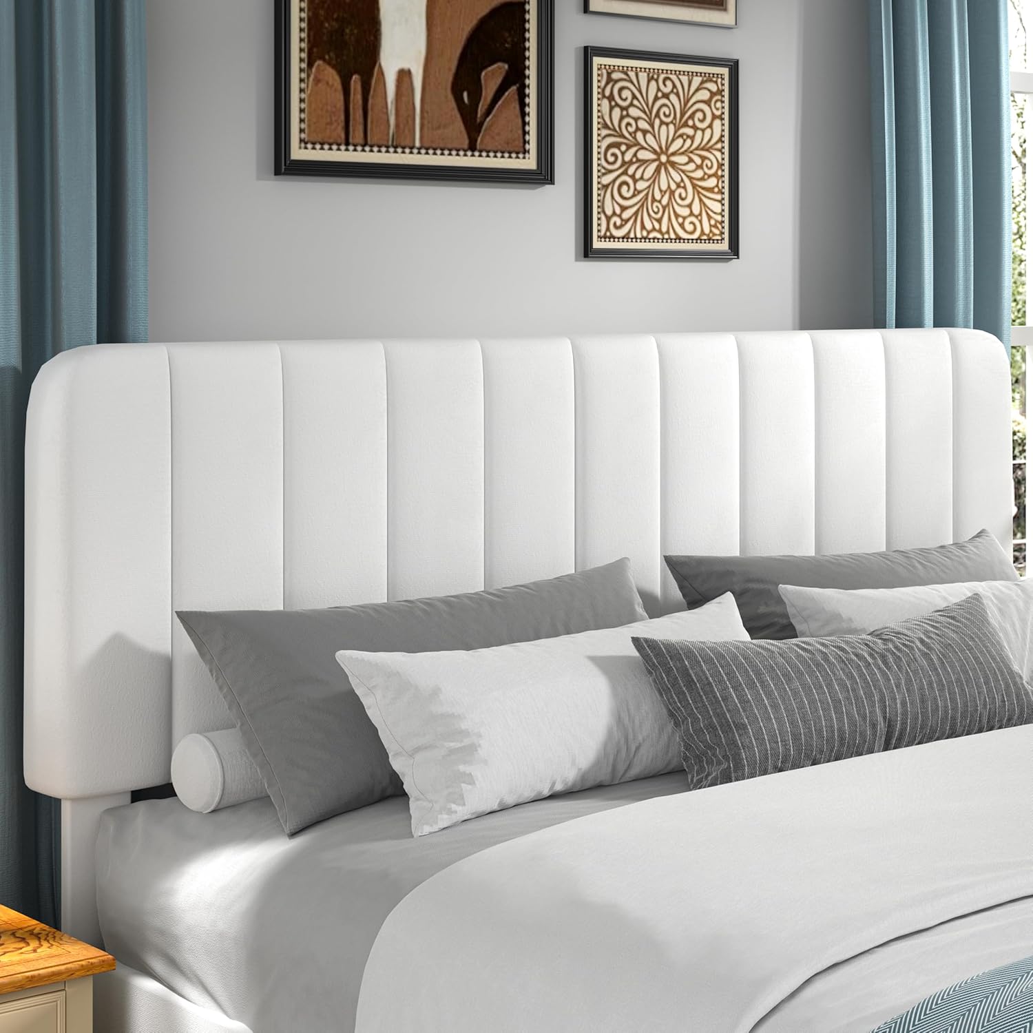 VECELO Upholstered Platform bedframe with Adjustable Headboard