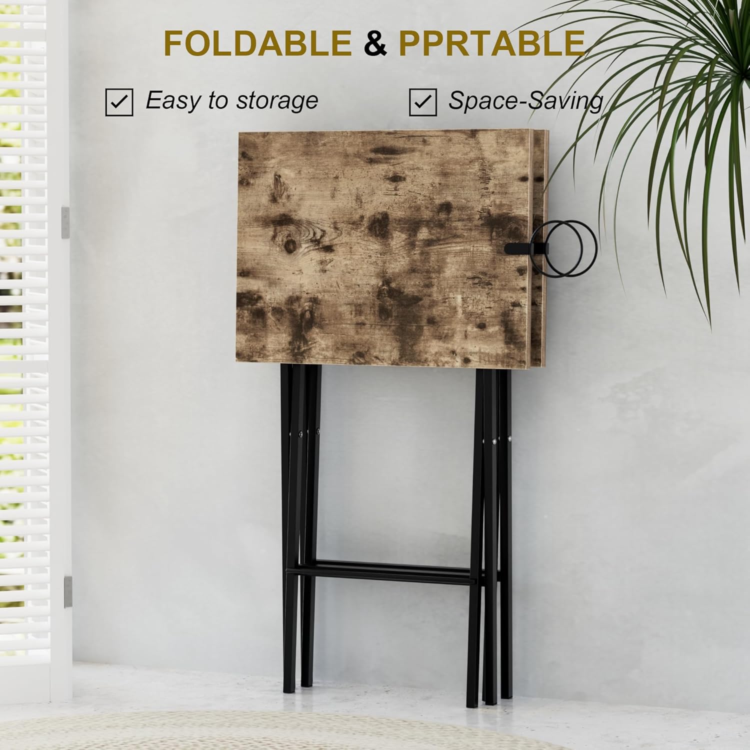 VECELO Folding TV Tray for Eating Set of 2