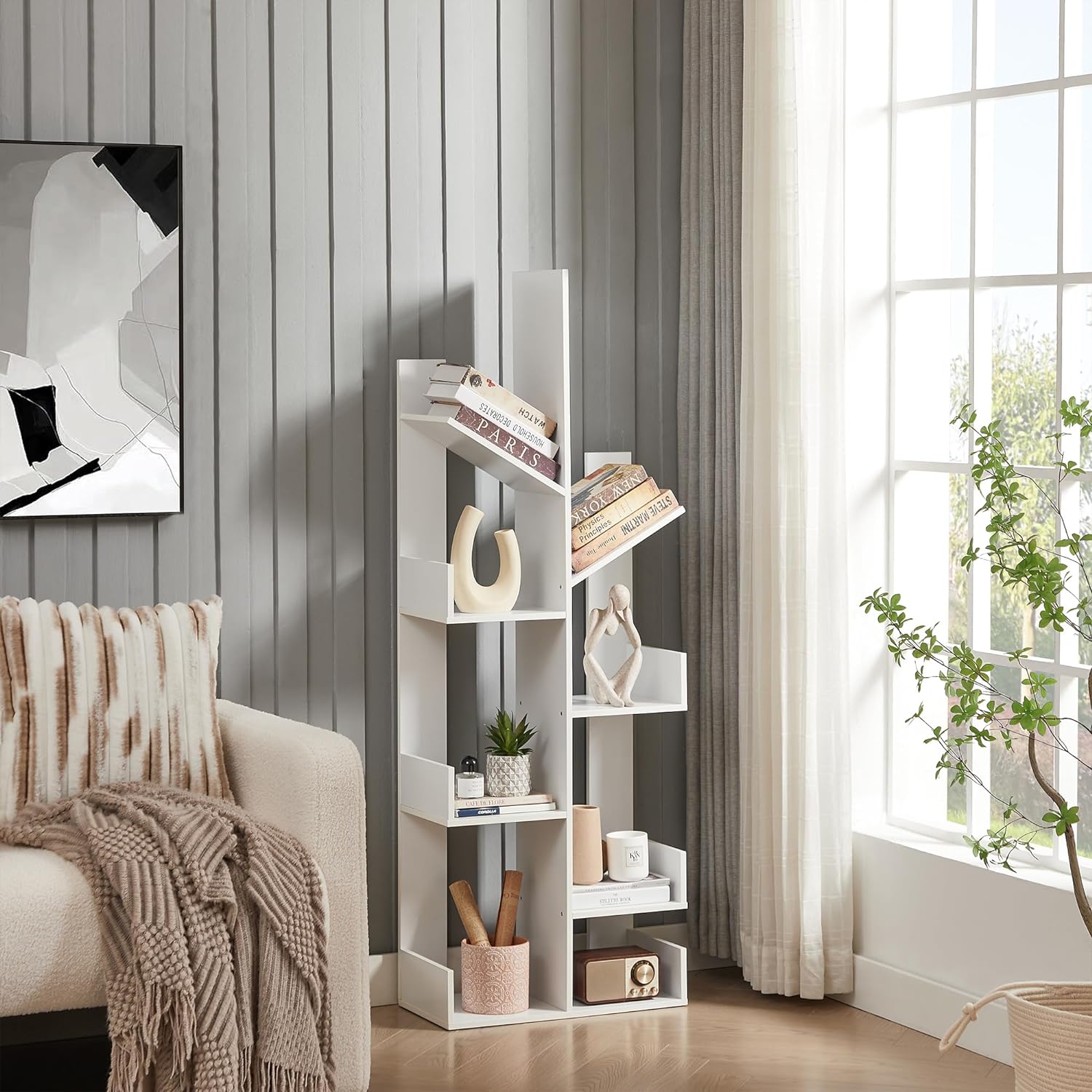 VECELO Tree Bookshelf,8 Shelf Storages Bookcase