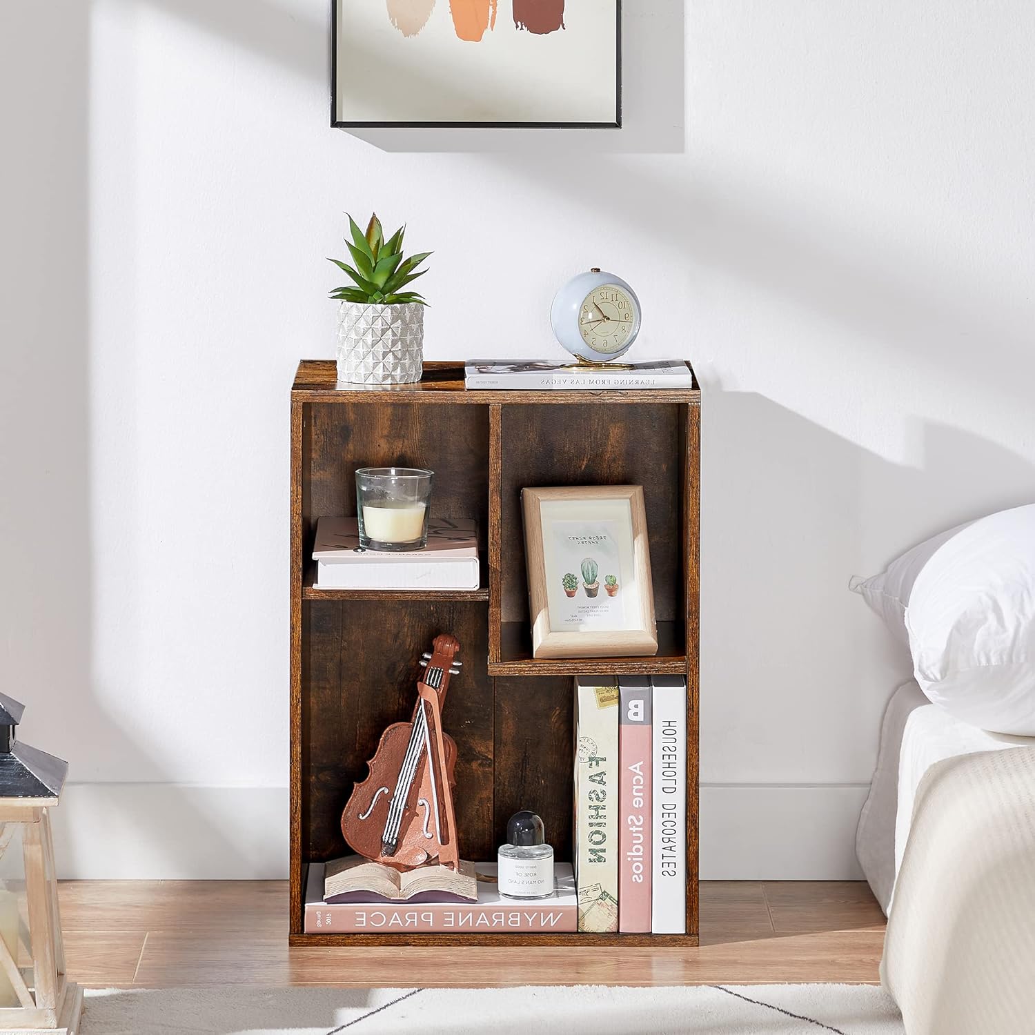 VECELO 3-Cube Wide Open Bookcase, Small Bookshelf 2-Tier Storage Organizer - VECELO
