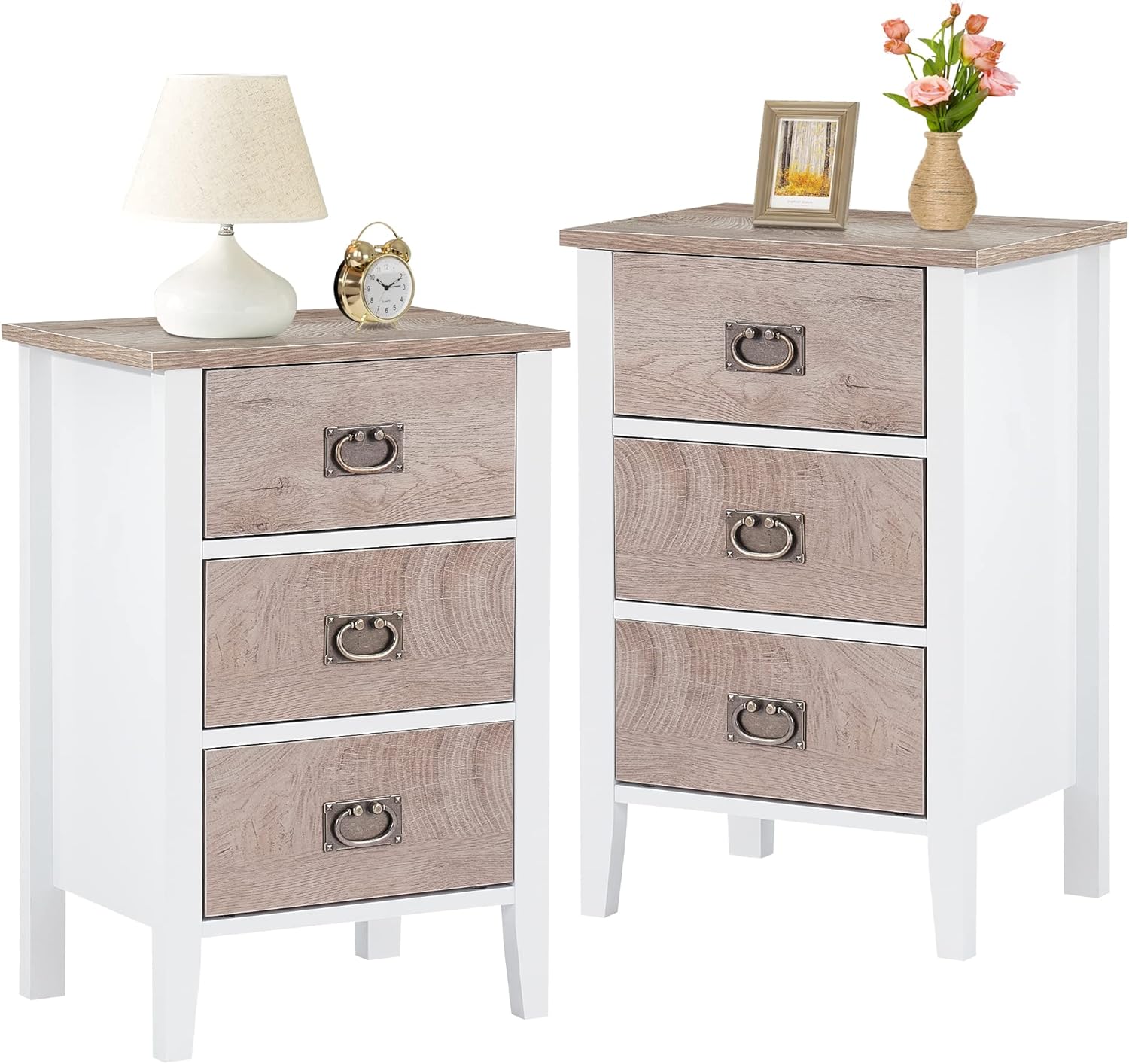 VECELO Modern Nightstands Set of 2, Side End Table with Drawers