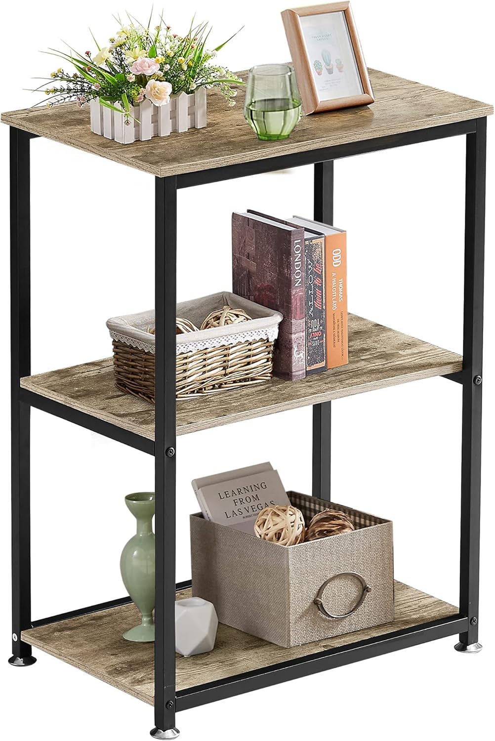 VECELO End Side Table 3-Layer Narrow Night Stand/Entryway/Hallway Console Table for Living Room/Bedroom