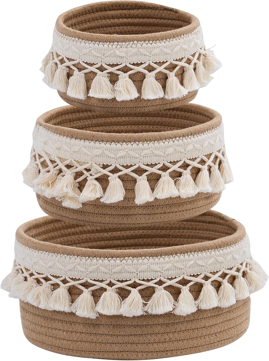 VECELO 3-Pack Round Storage Baskets for Organizing