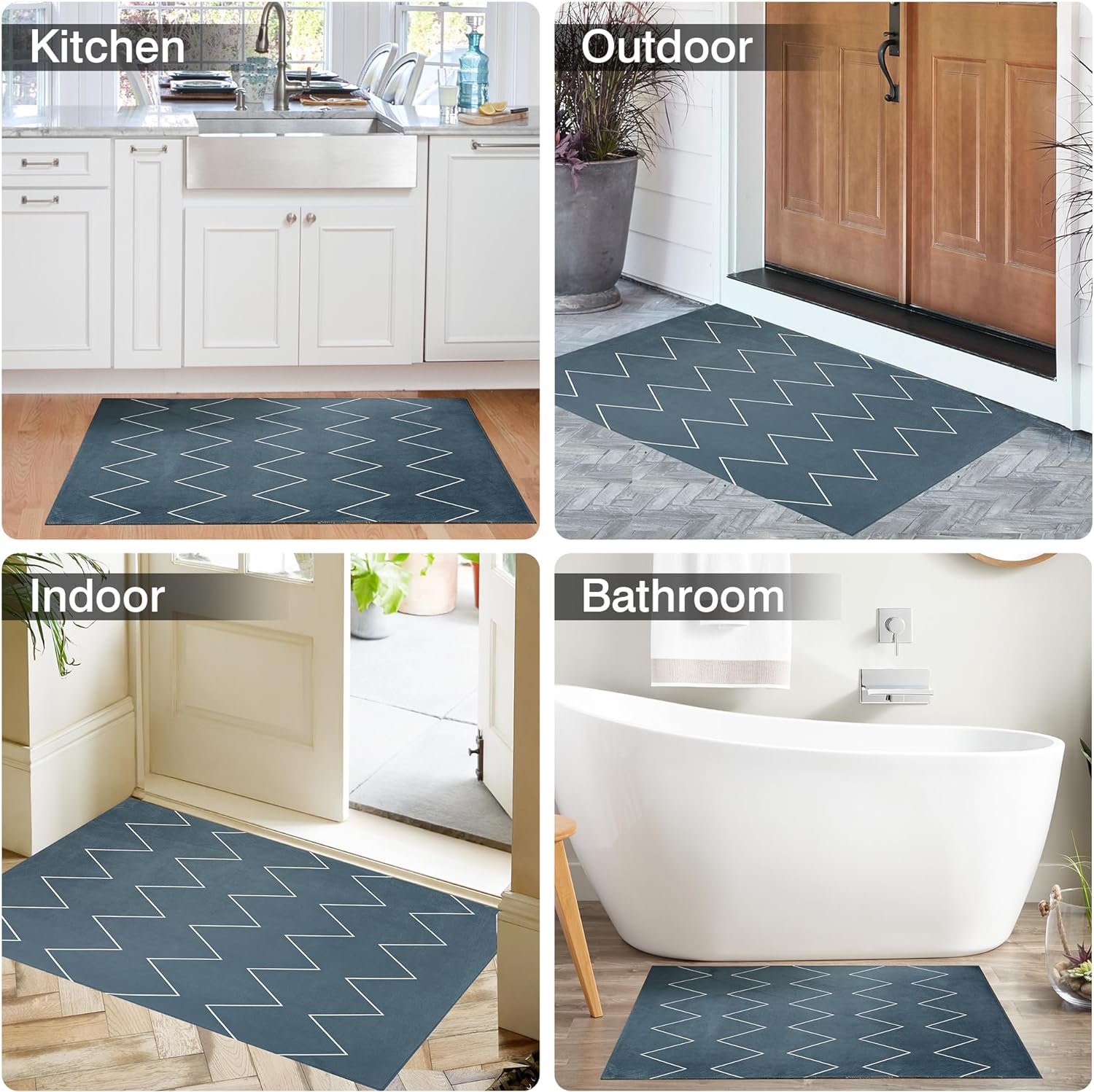 VECELO Outdoor Front Door Mat Outside Entrance, Low-Profile Welcome Mat