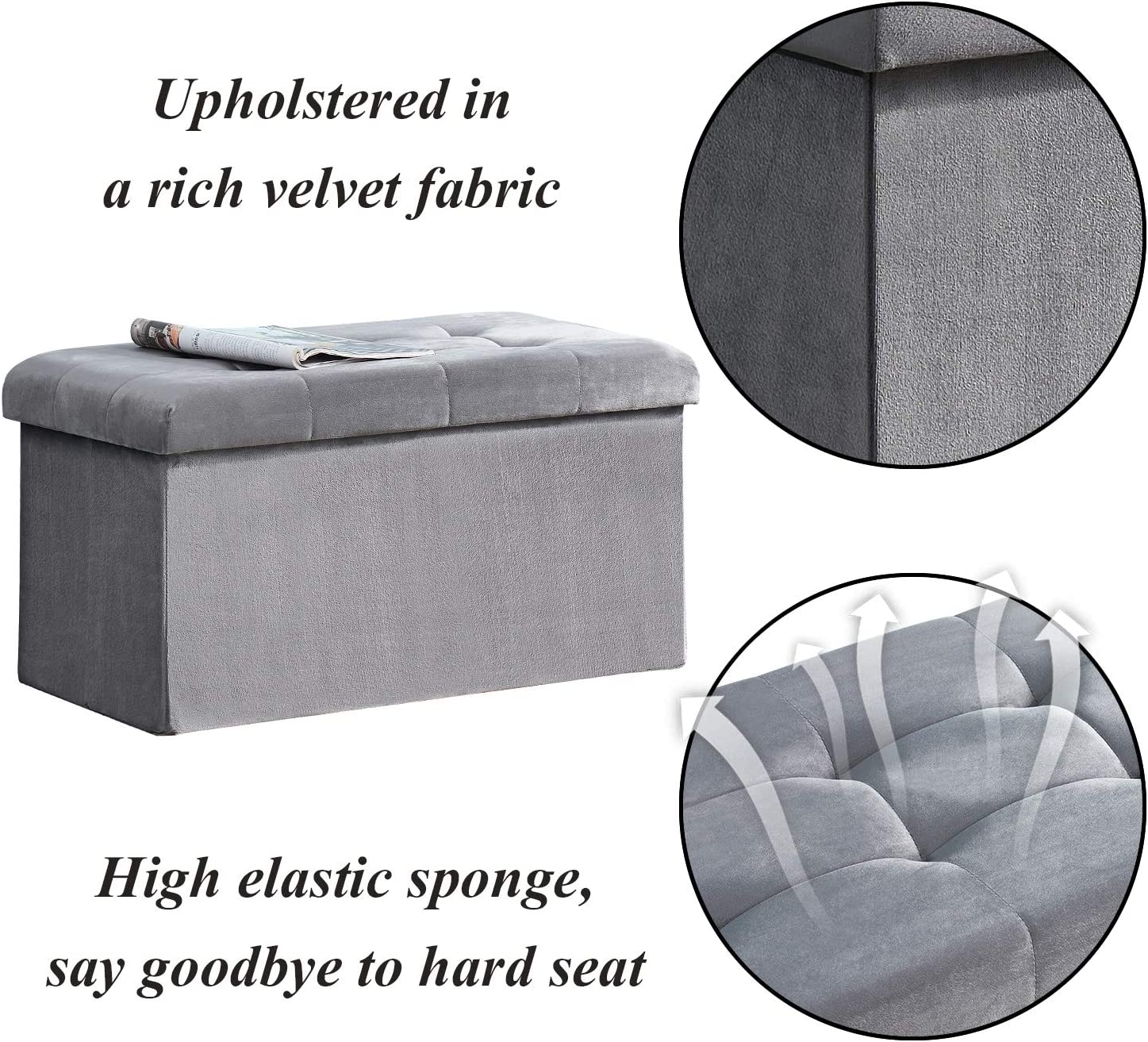 VECELO Tufted Velvet Ottoman Foot Stool