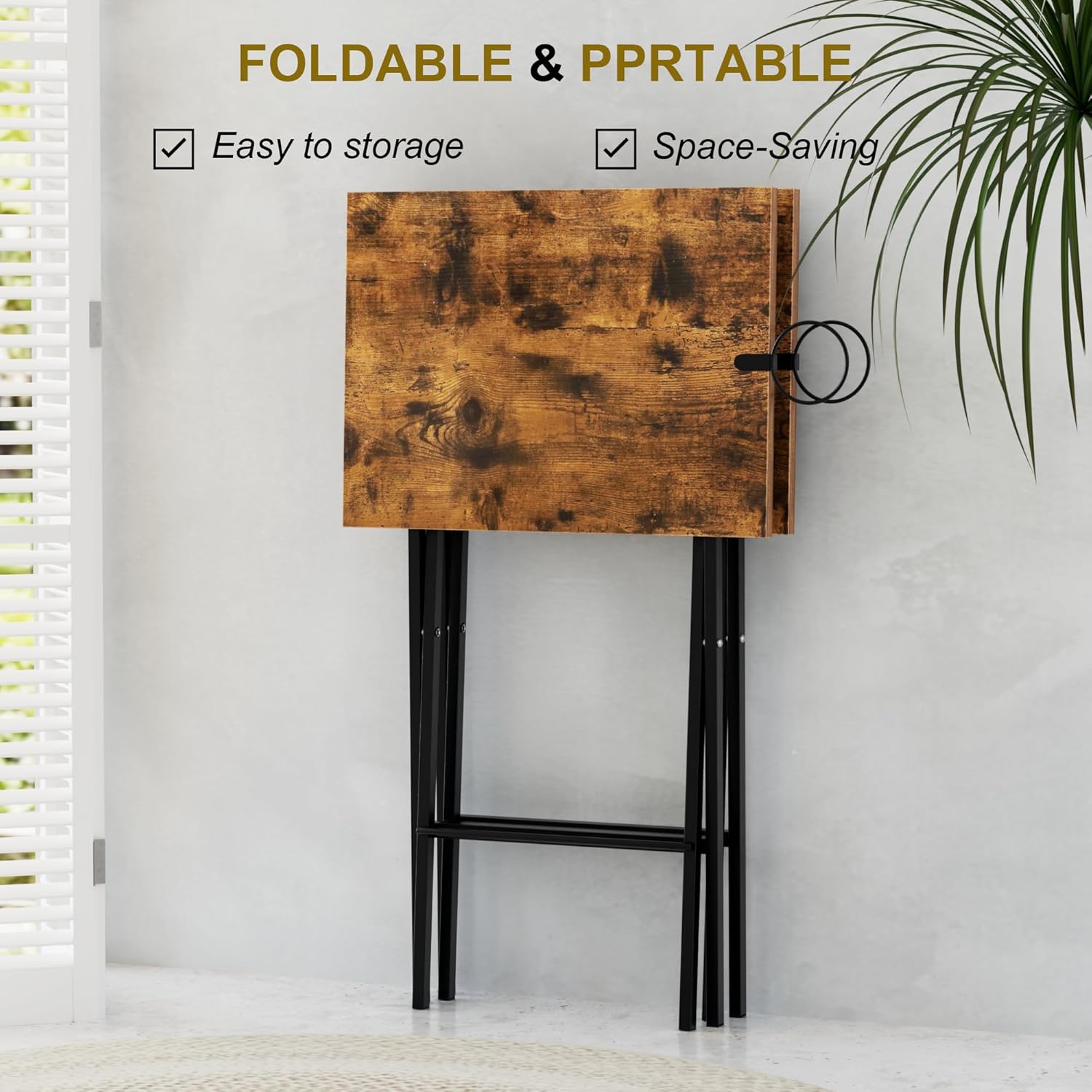 VECELO Folding TV Tray for Eating Set of 2