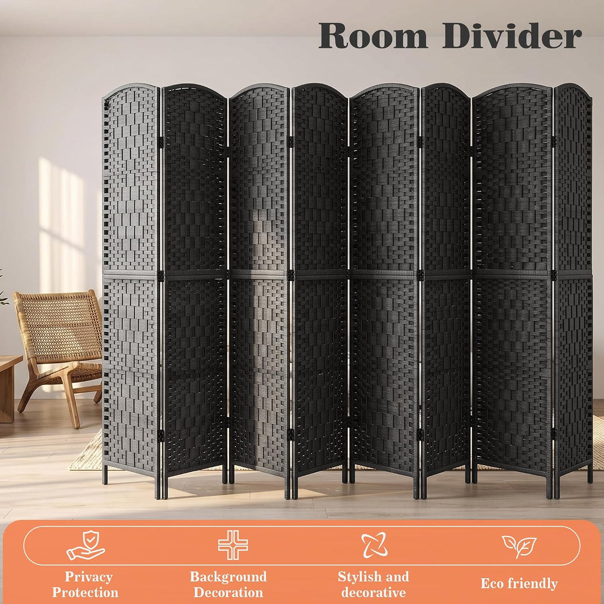 VECELO Room Divider Panel,8 Panel Partition Room Dividers