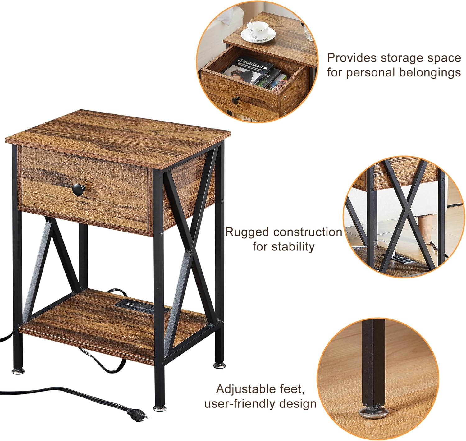 VECELO Nightstand Set of 2