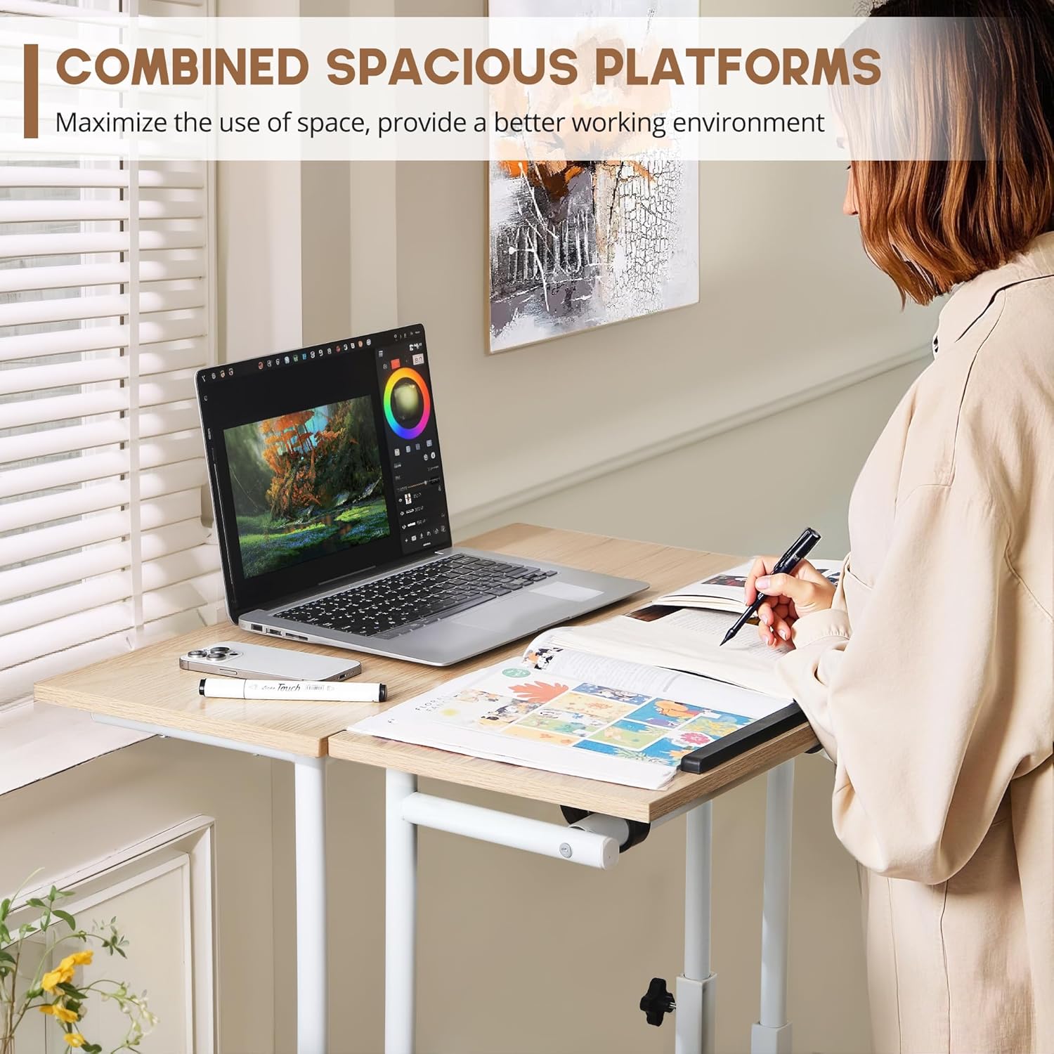 VECELO Mobile Small Standing Desk Adjustable Height