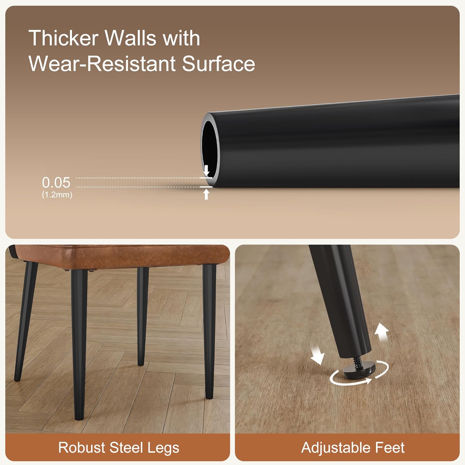 VECELO Upholstered PU Dining Chairs Set of 6