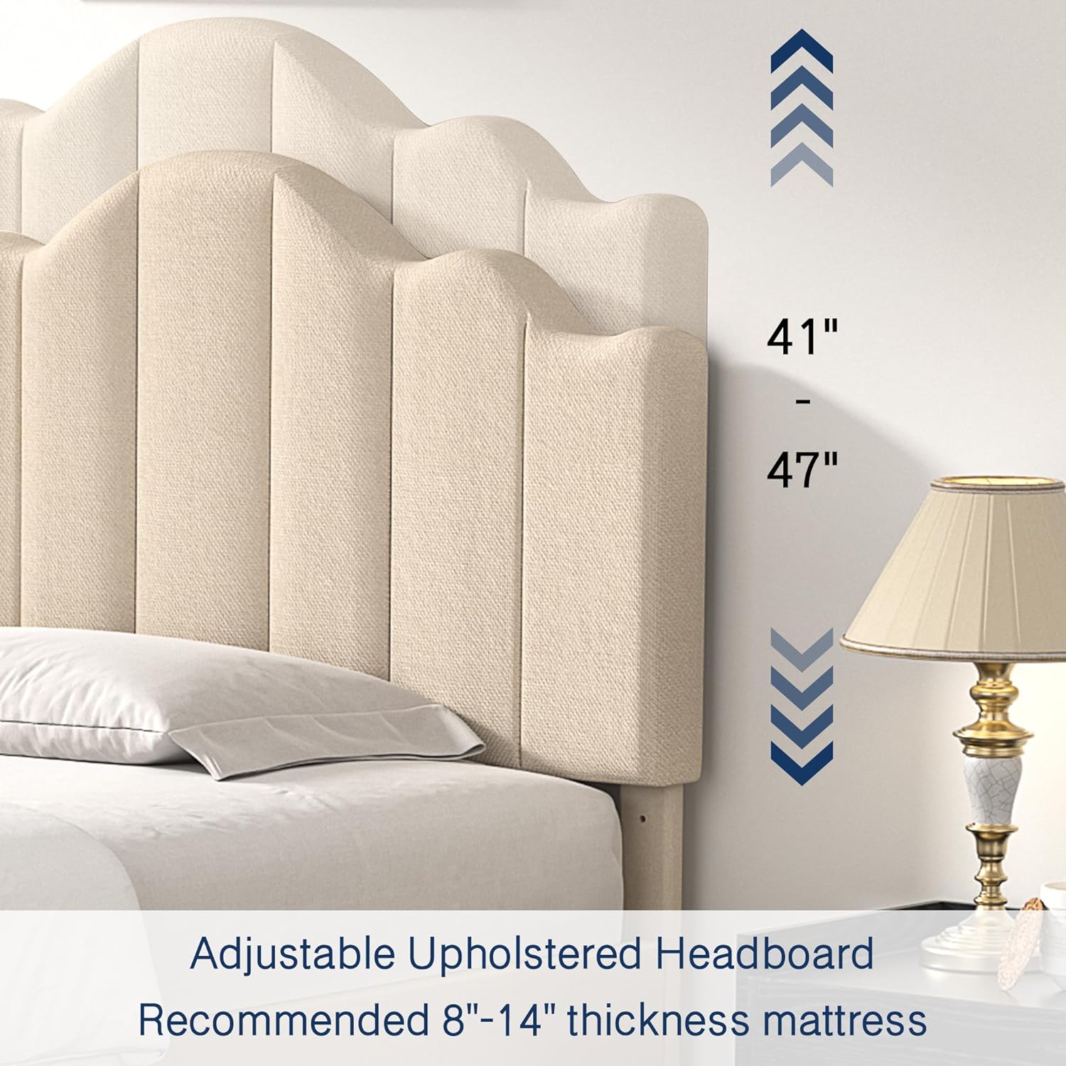 VECELO Upholstered Platform Bed,Mattress Foundation with Headboard