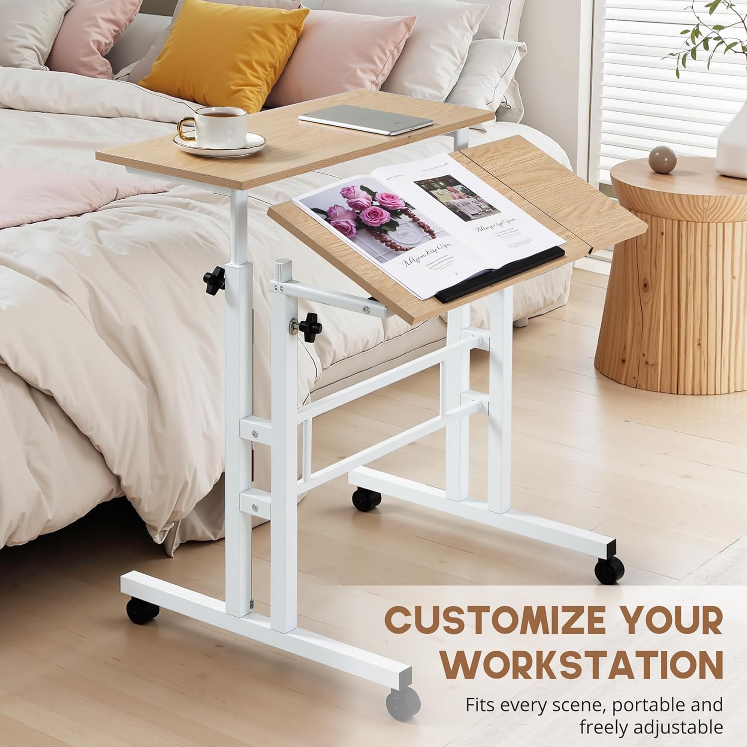 VECELO Mobile Small Standing Desk Adjustable Height
