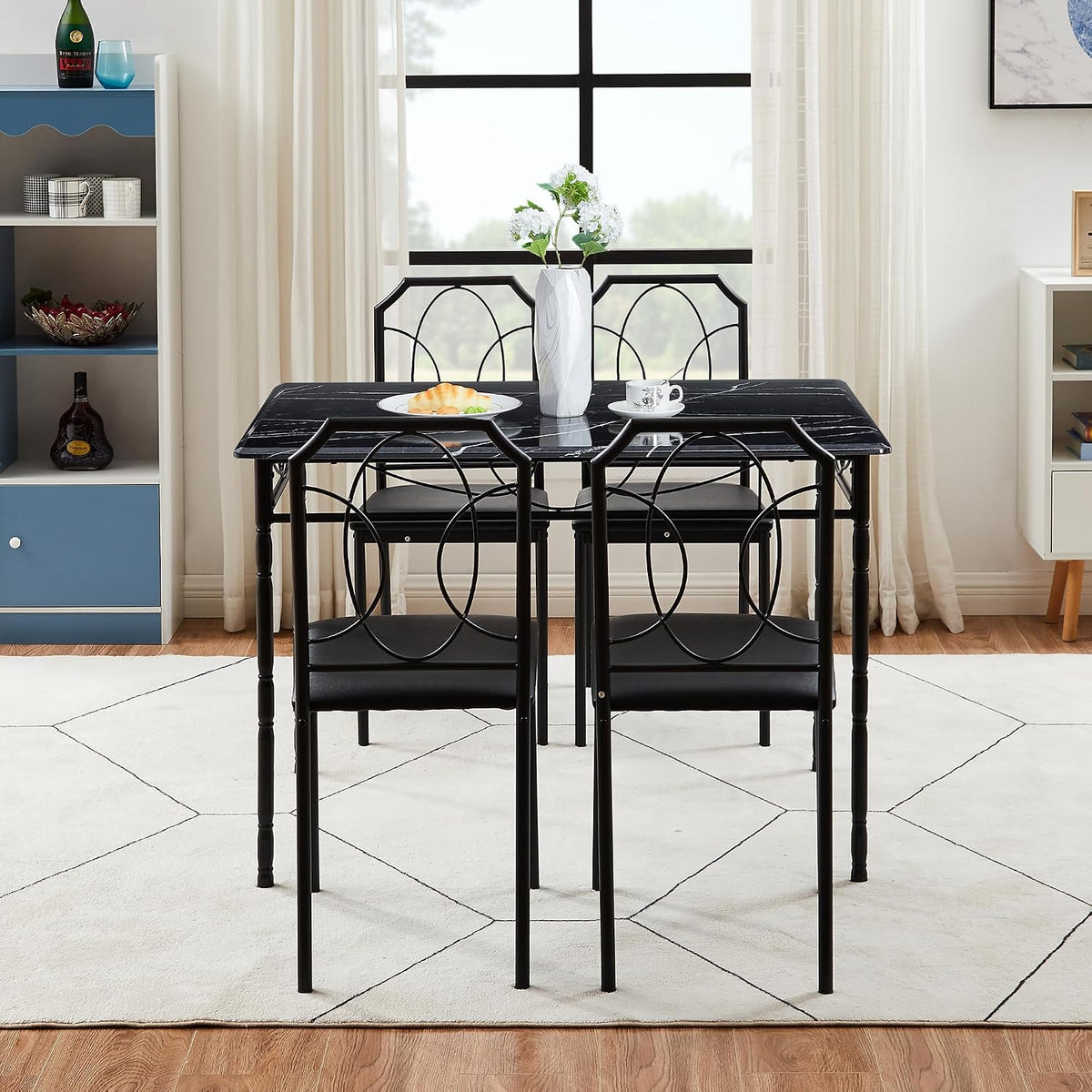 VECELO 5 Piece Dining Table Set for 4, Dinette with Chairs for Kitchen