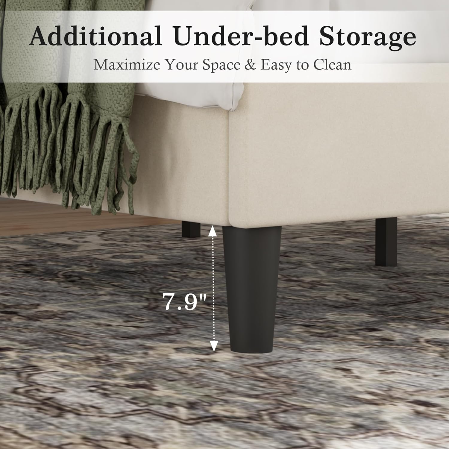 VECELO Modern Upholstered Platform Bedframe, Adjustable Headboard - VECELO