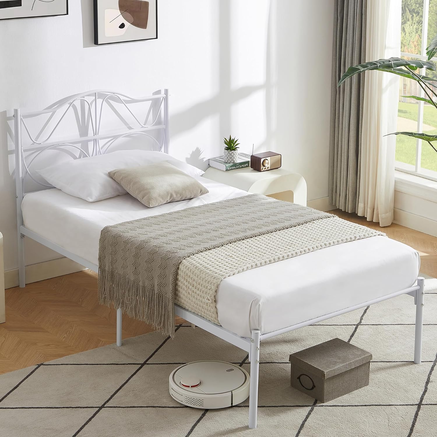 VECELO Bed Frame, Metal Bed Platform with Headboard - VECELO
