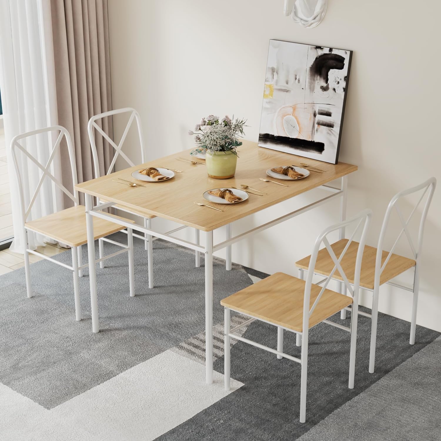 VECELO 5-Piece Kitchen Dining Table Set