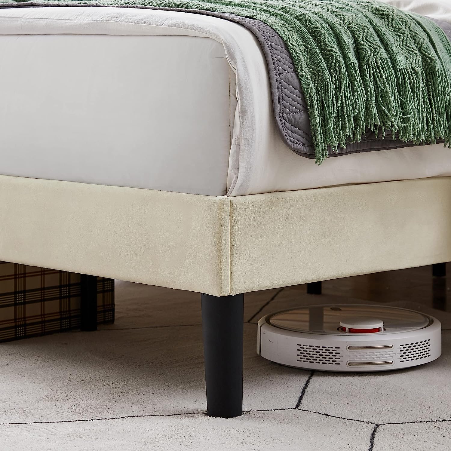 VECELO Bed Frame Platform with Upholstered Headboard & Wooden Slats Support - VECELO