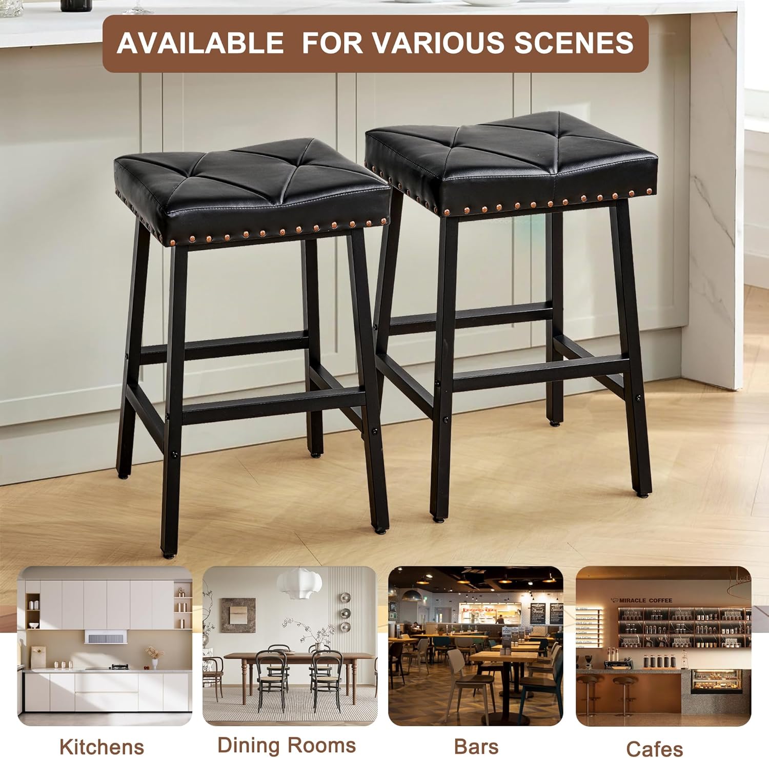 VECELO 25 inch Counter Height Stools for Kitchen Island - VECELO