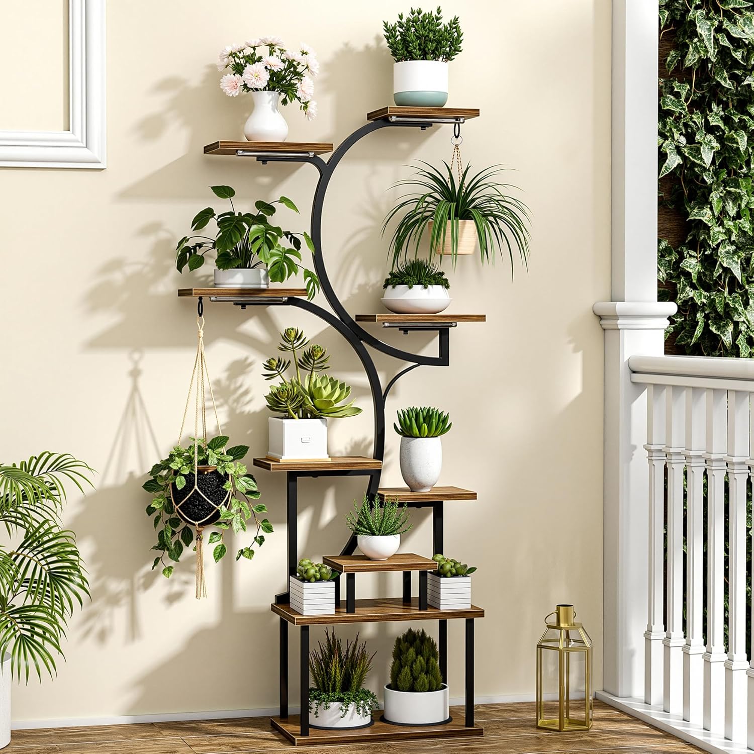 VECELO 66.1" Tall Plant Stand Indoor with Grow Lights
