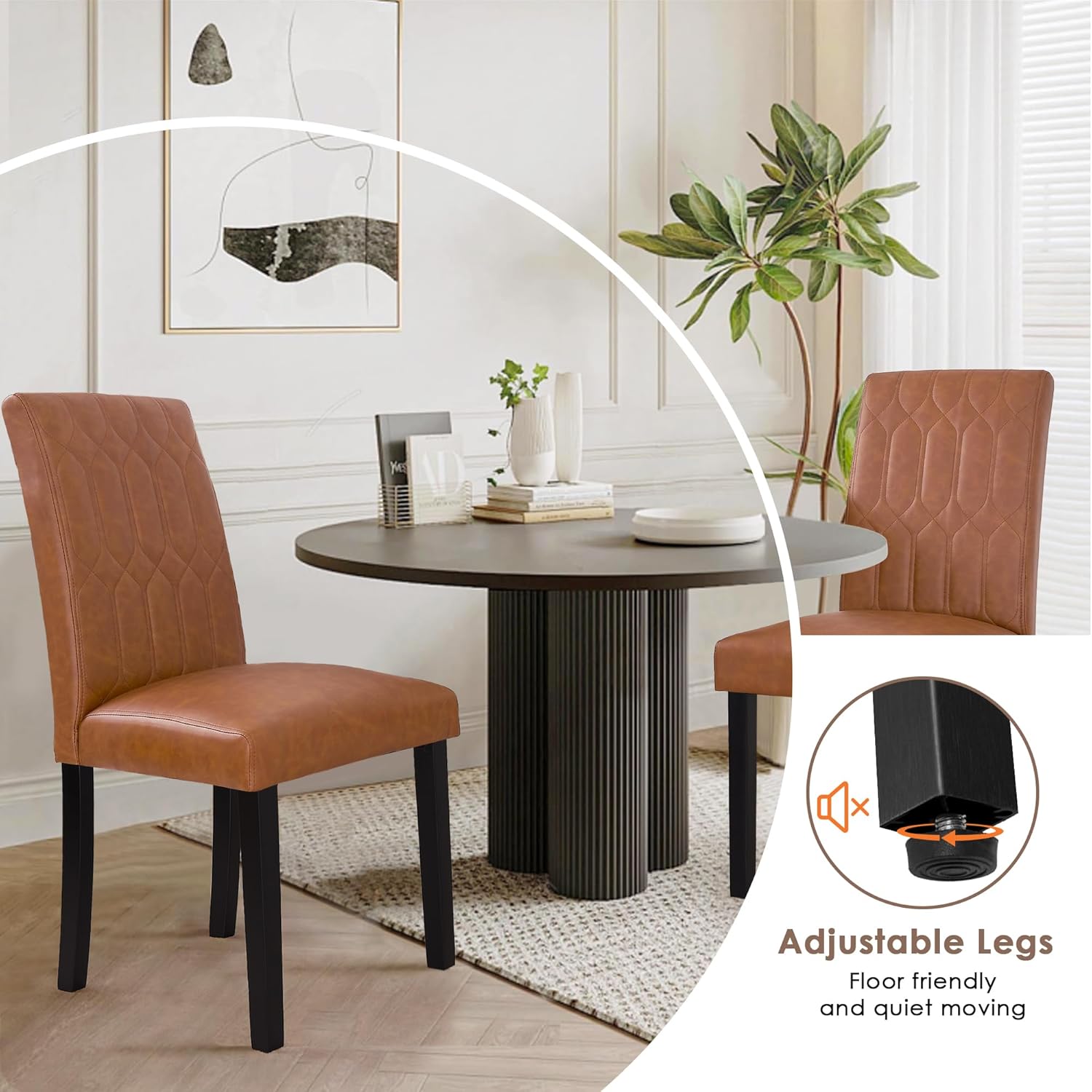 VECELO Upholstered Dining Chairs Set of 2