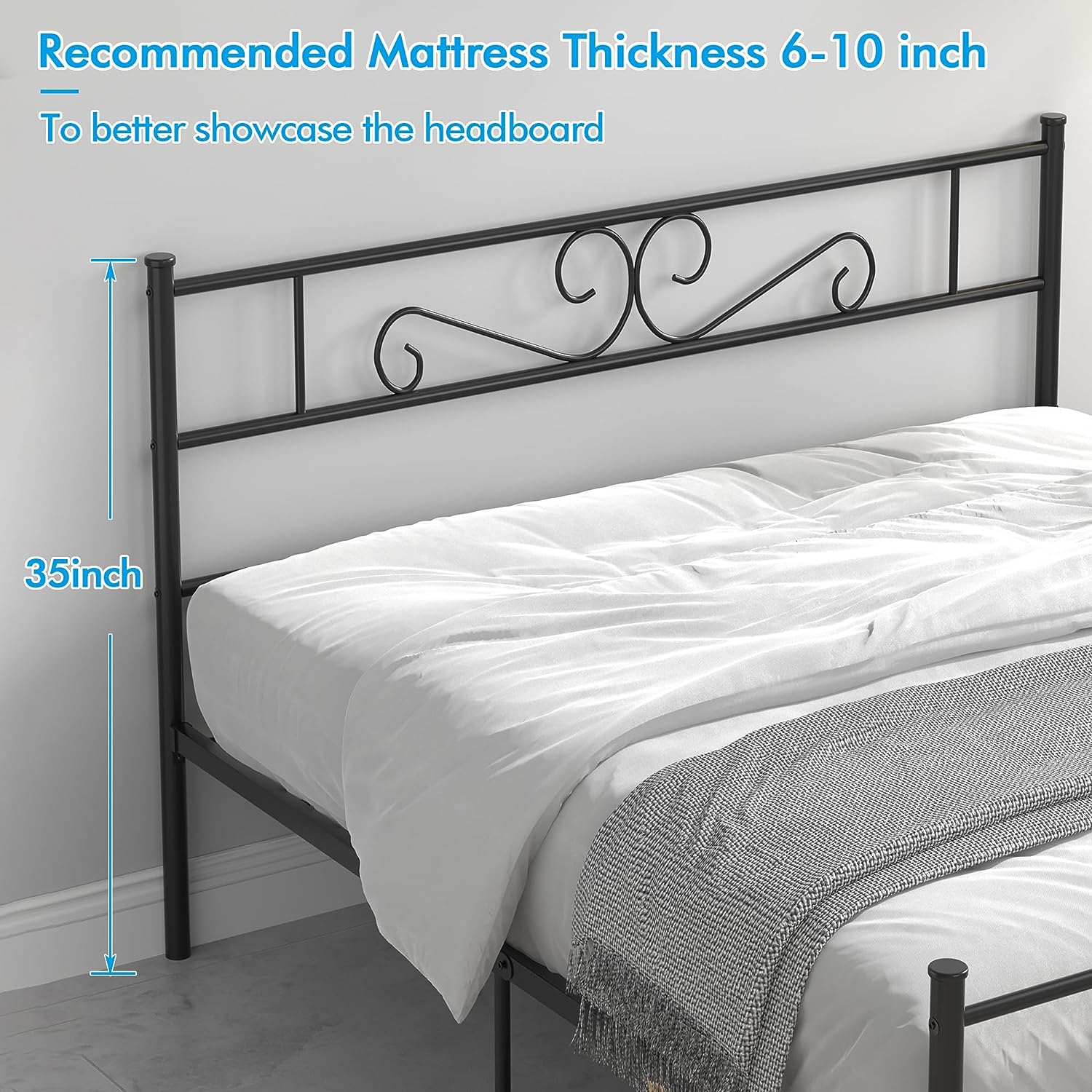 VECELO Metal Platform Bed Frame Mattress Foundation with Headboard & Footboard