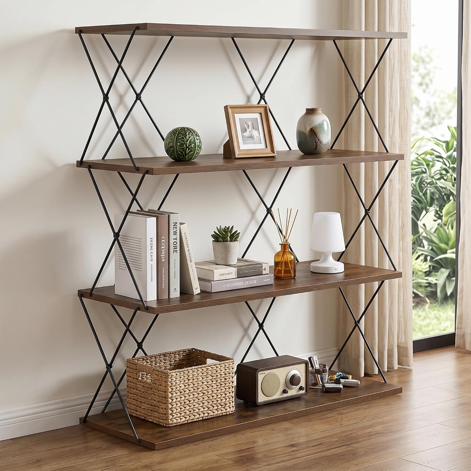 VECELO 4-Tier Bookshelf, 11.8 x 31.5 x 36.8 Inches