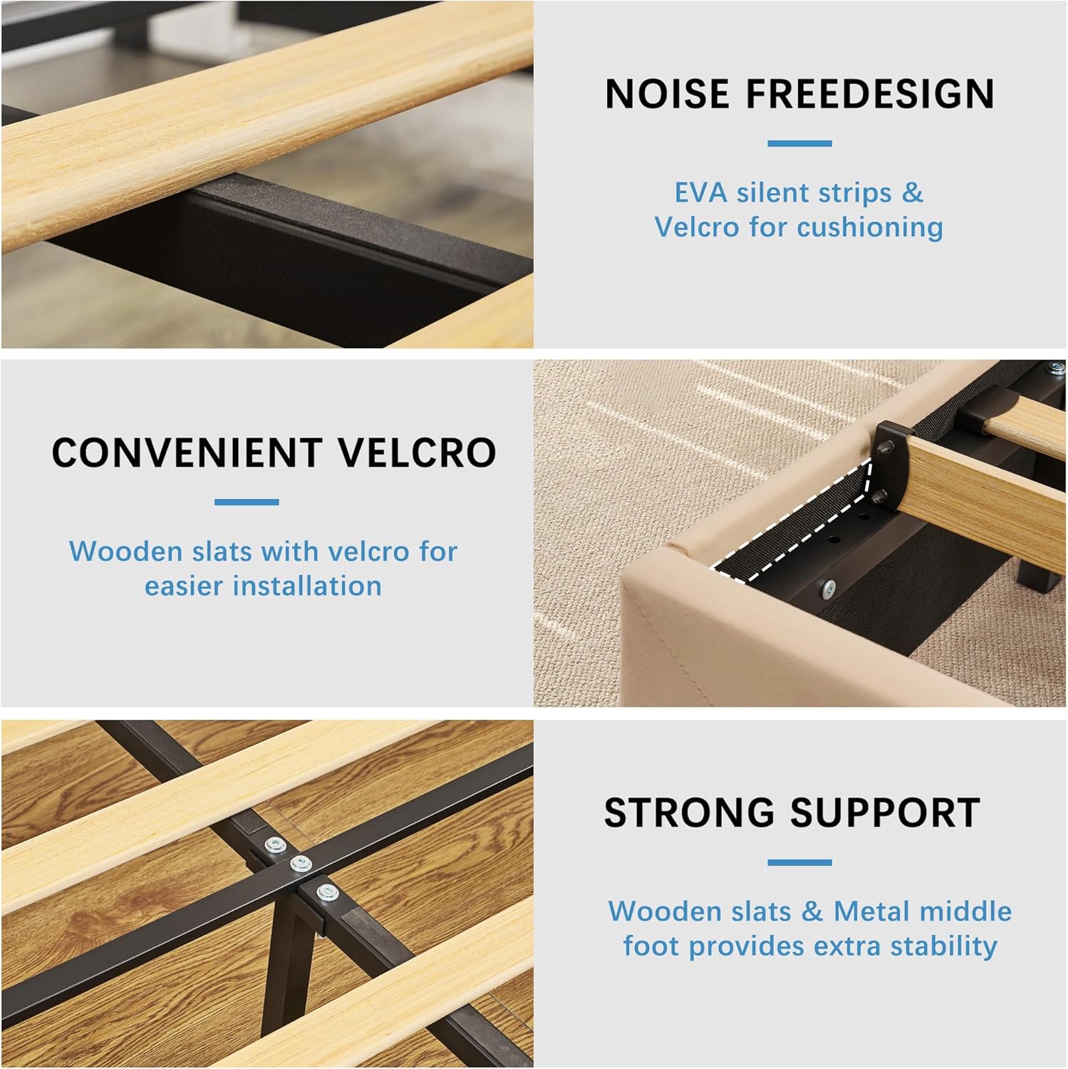 VECELO Velvet Queen Size Upholstered Bed Frame with Headboard