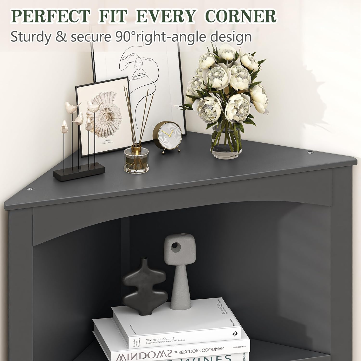 VECELO Tall Corner Cabinet, 68.8'' Storage Cabinet with Doors and Adjustable Shelves