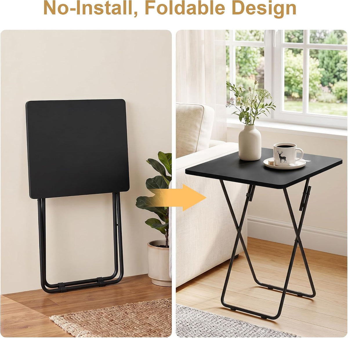 VECELO Folding Table Portable TV Snack Trays No Assembly Required