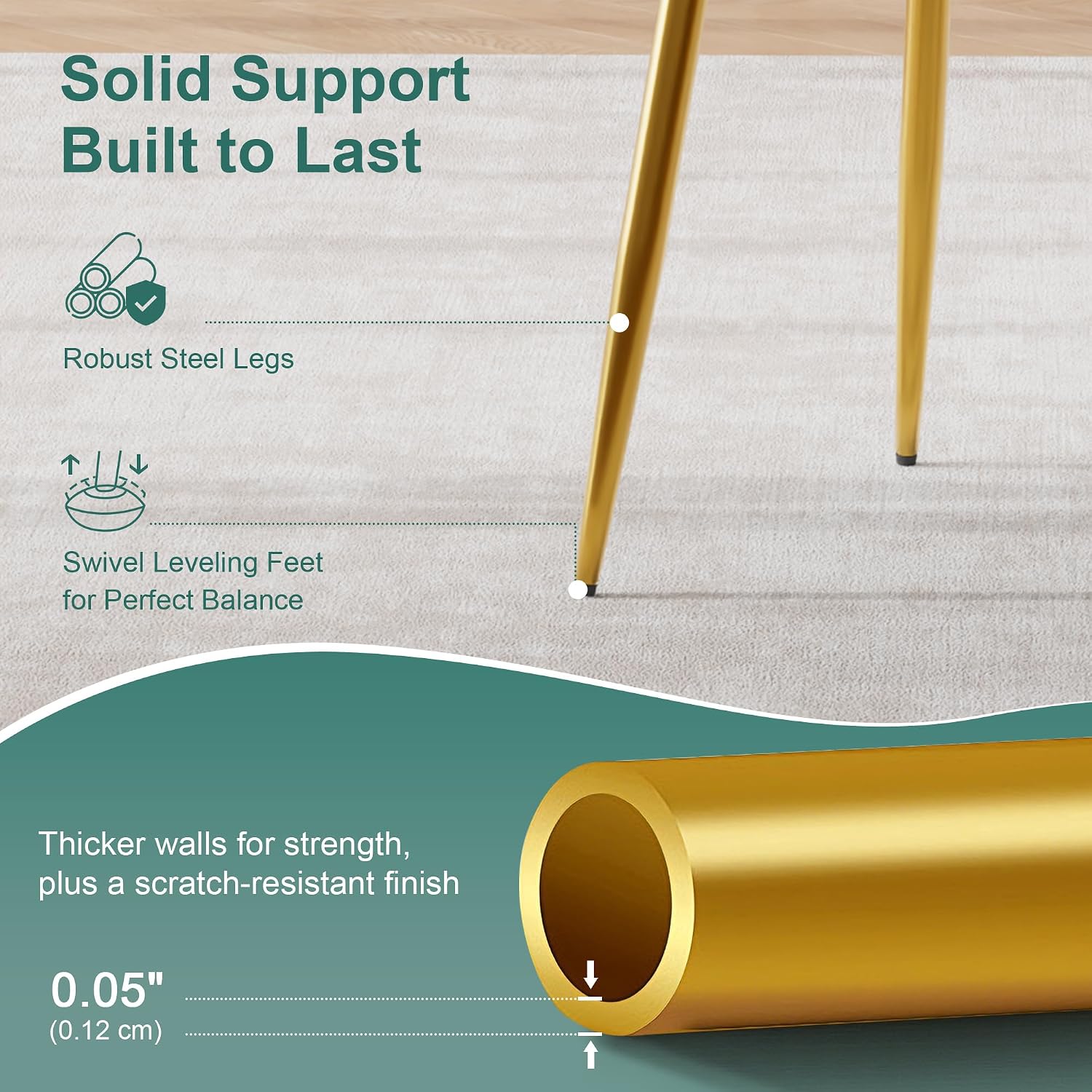 VECELO Dining Chairs, Velvet Fabric & Metal Frame