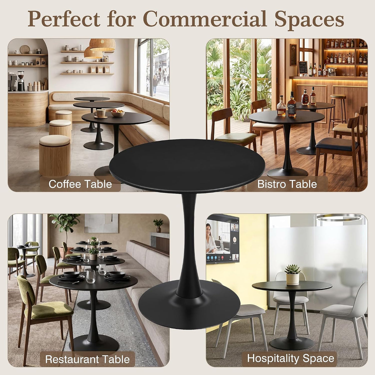 VECELO Round Dining Table, Mid-Century Tulip Table