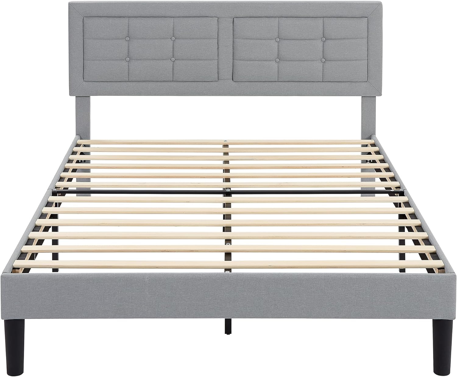 VECELO Upholstered Platform Bed Frame with Height Adjustable Headboard