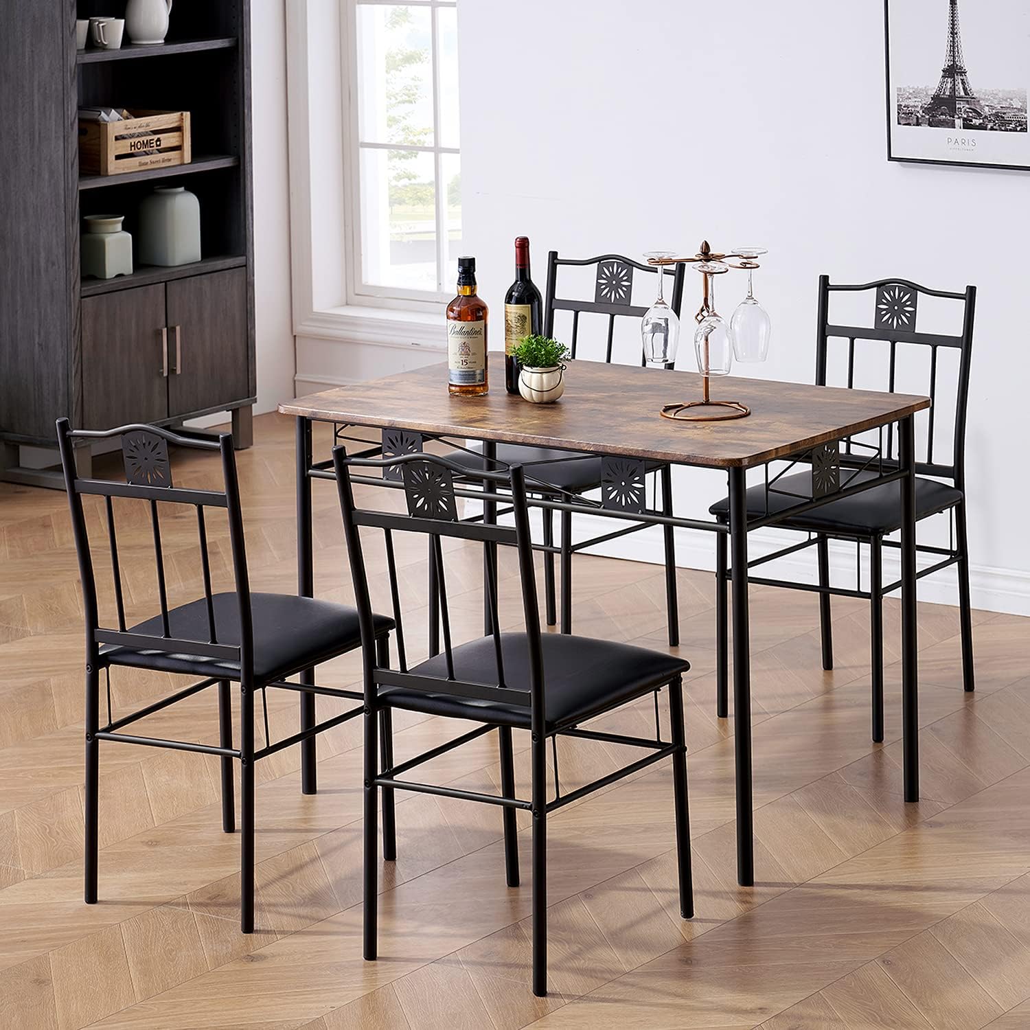 metal table and four chairs