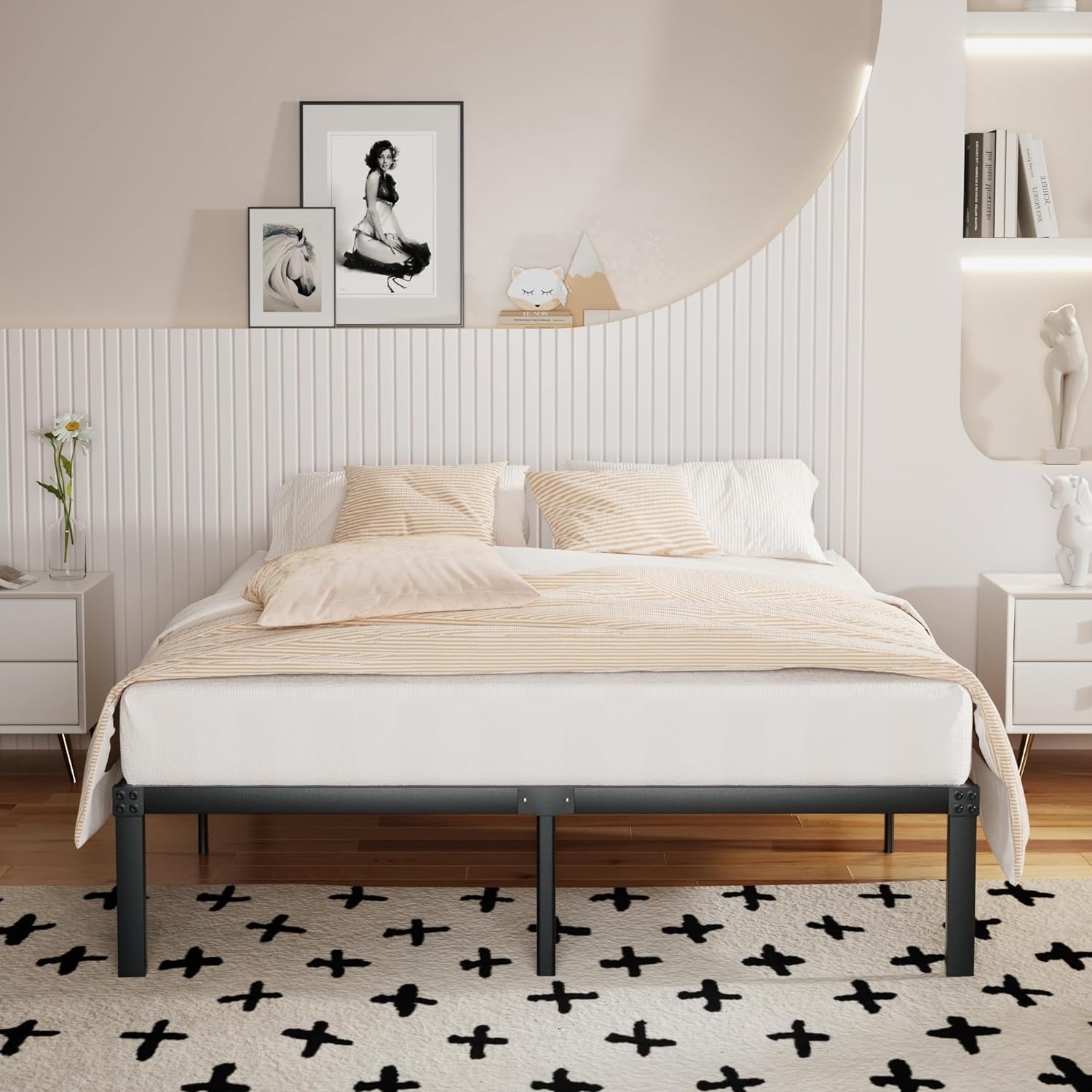 VECELO Metal Platform Bed Frame Heavy Duty Steel Slat, No Box Spring Needed