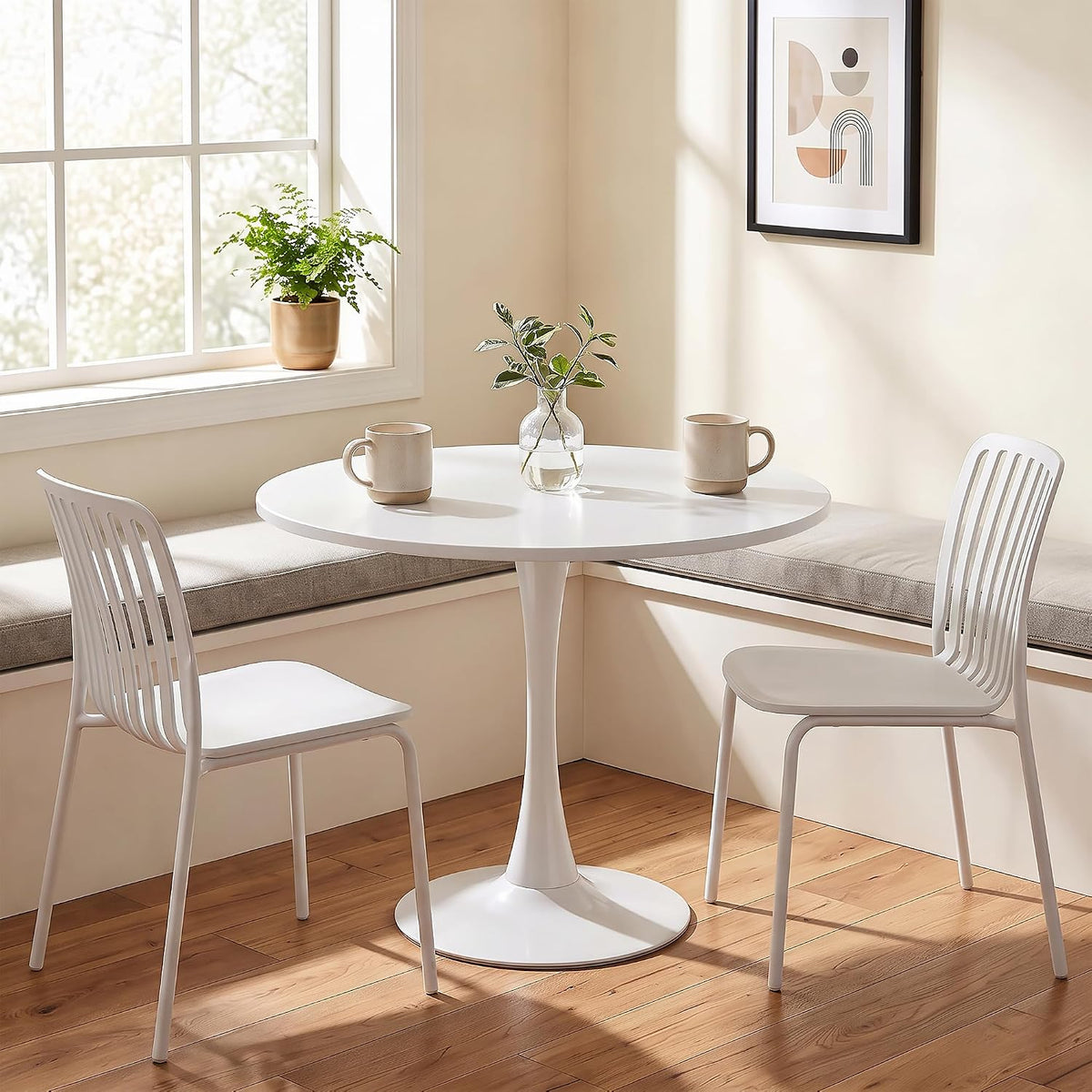 VECELO Round Dining Table, Mid-Century Tulip Table