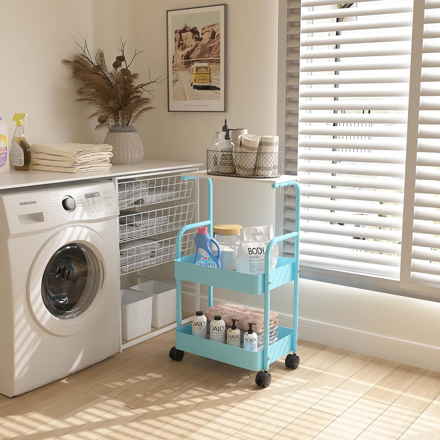 Storage Rolling Cart, 3 Tier Utility Cart Storage Unit Organizers