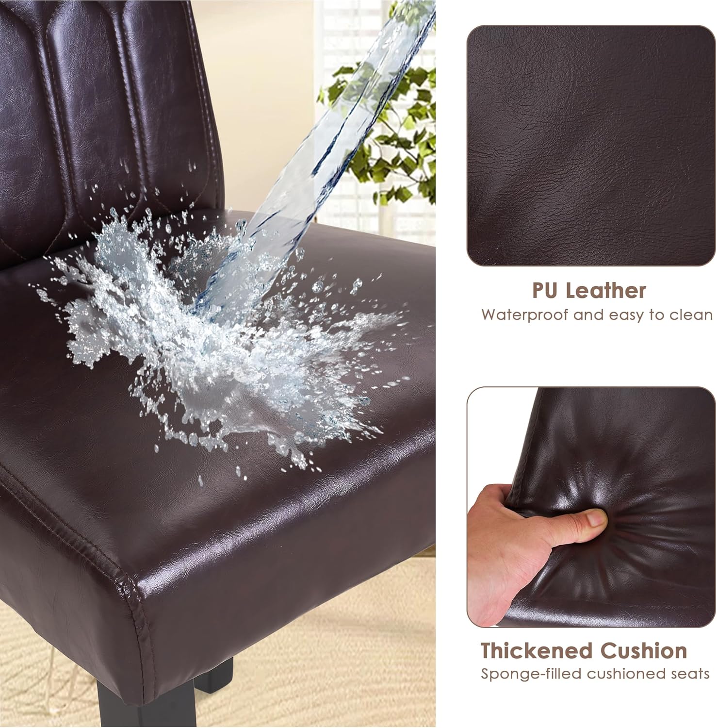 VECELO Upholstered Dining Chairs Set of 2