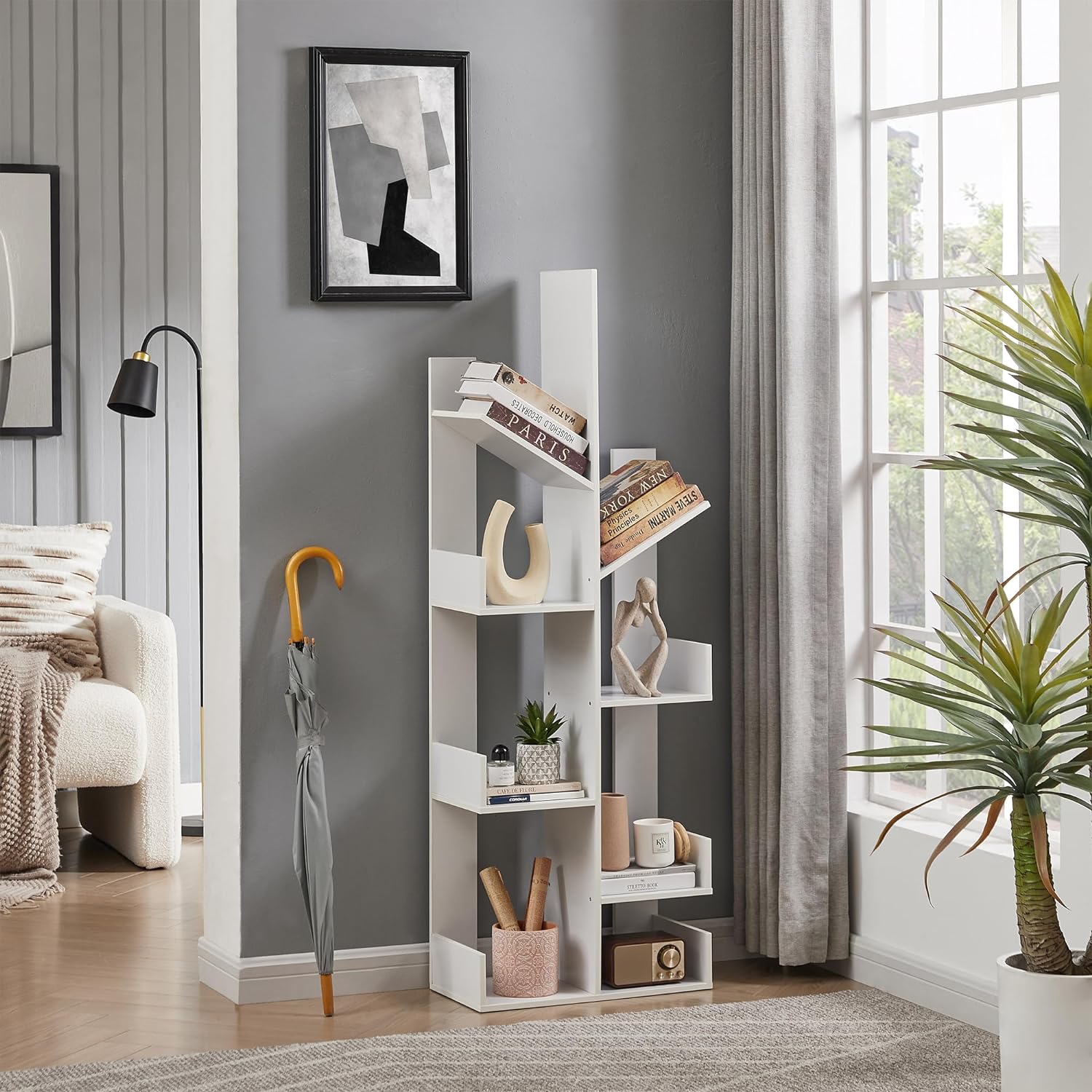 VECELO Tree Bookshelf,8 Shelf Storages Bookcase