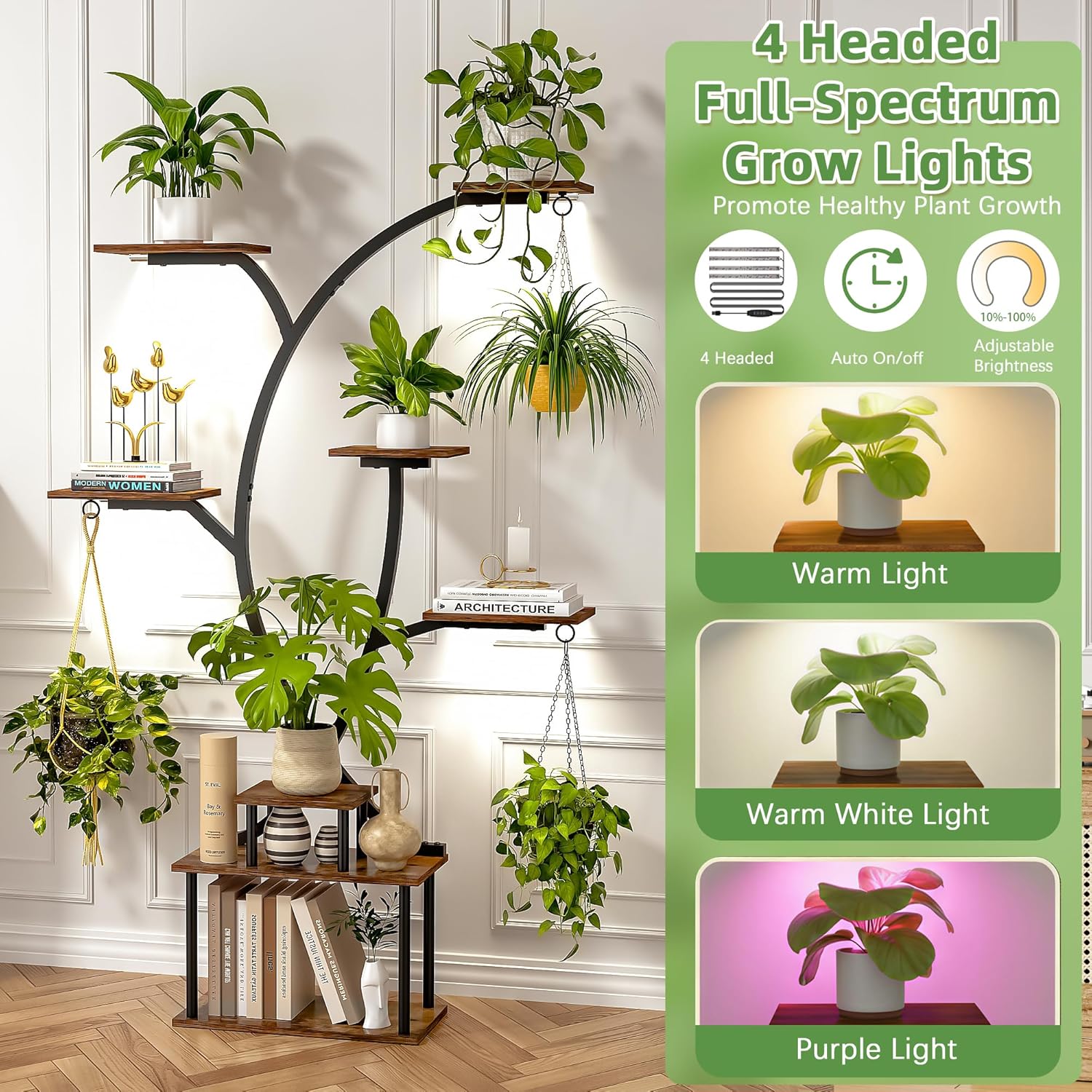 VECELO 65" Tall Plant Stand Indoor with Grow Lights