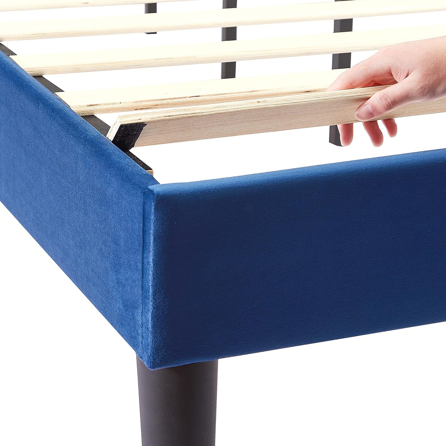 VECELO Bed Frame Platform with Upholstered Headboard & Wooden Slats Support - VECELO