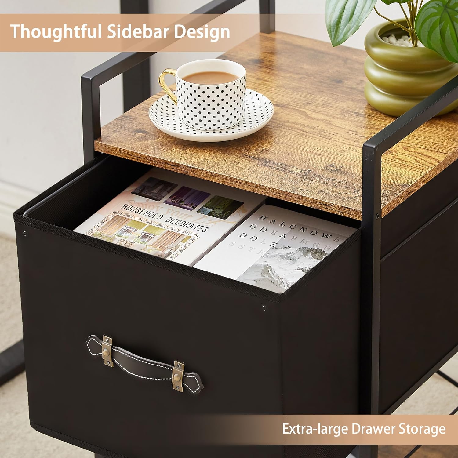 VECELO Mobile Vertical Filing Cabinet, Rolling Printer Shelf with Handle