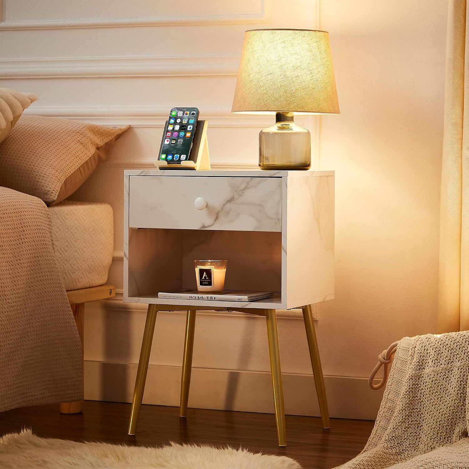 VECELO Nightstands Set of 2, Mid Century Modern End Bedside Table