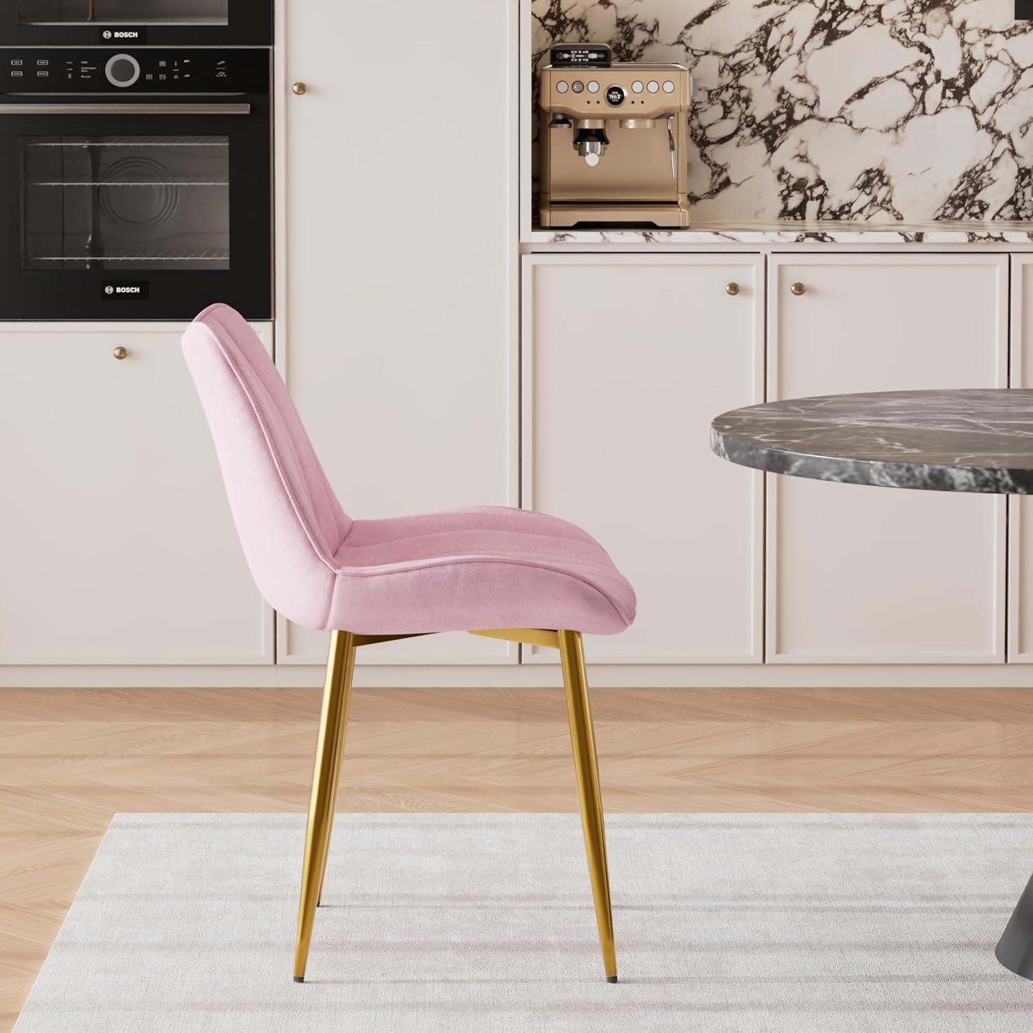 VECELO Dining Chairs Set of 2, Velvet Fabric & Metal Frame