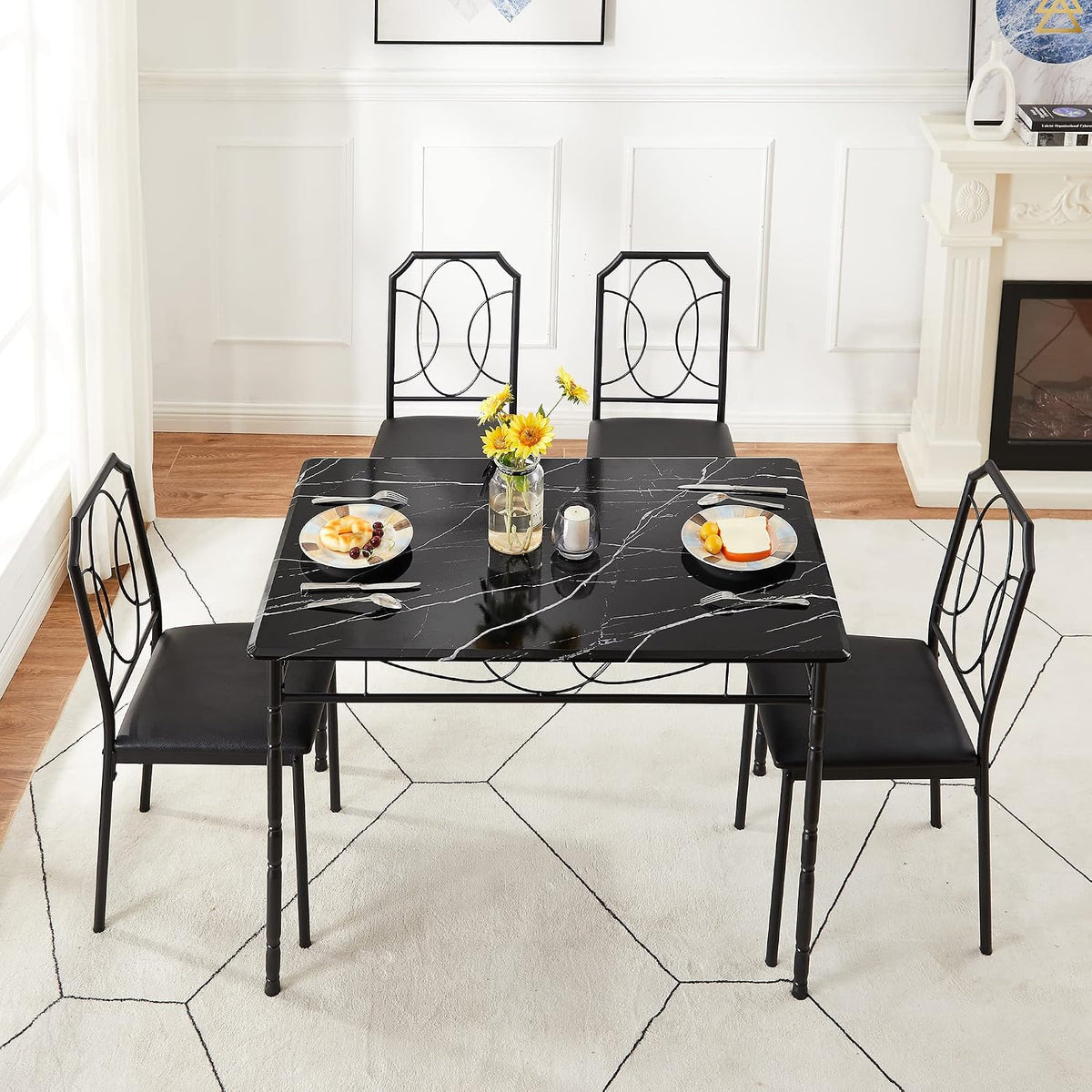 VECELO 5 Piece Dining Table Set for 4, Dinette with Chairs for Kitchen