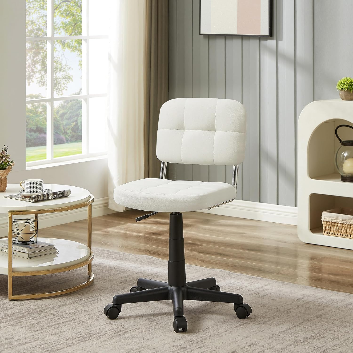 VECELO Modern Armless Home Office Desk Chair for Make Up/Bed Room/Small Space