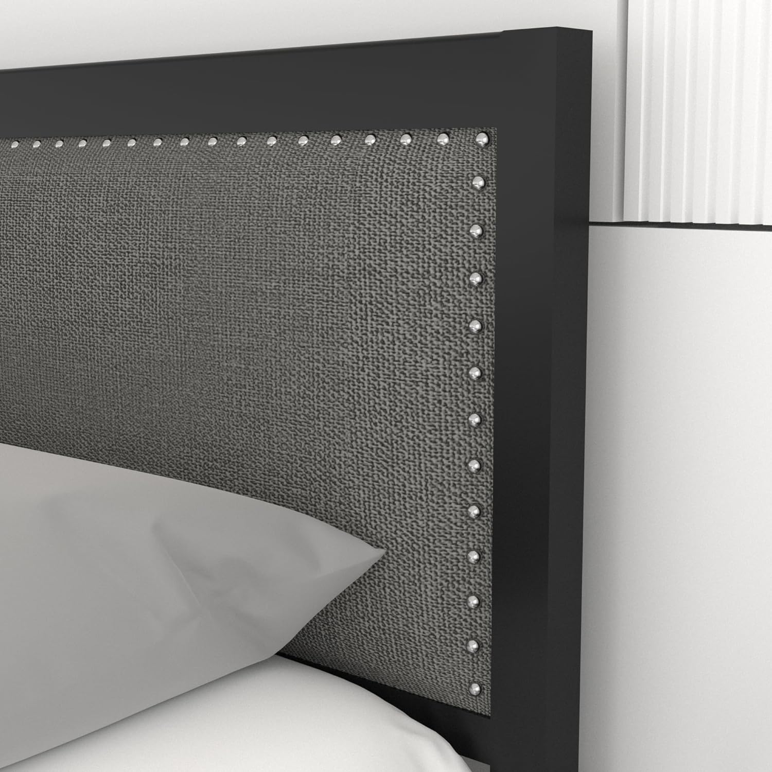 VECELO Bed Frame with Linen Fabric Headboard and Footboard No Box Spring Needed - VECELO